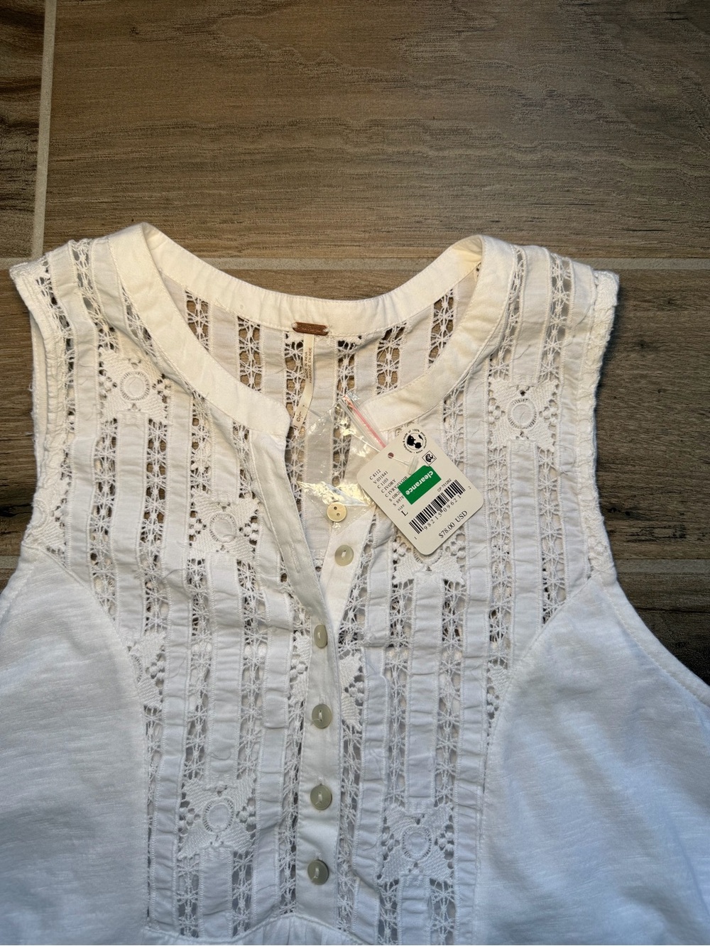 Cottagecore Free People sun-kissed ivory tank top NWT size L - Picture 4 of 11
